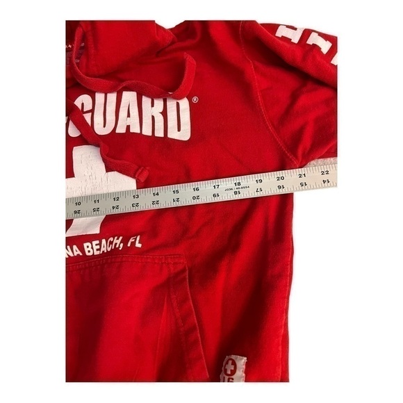 Lifeguard+ Pullover Hoodie Red w White Lifeguard Logo Daytona Beach Fl Size Sm - Picture 5 of 6